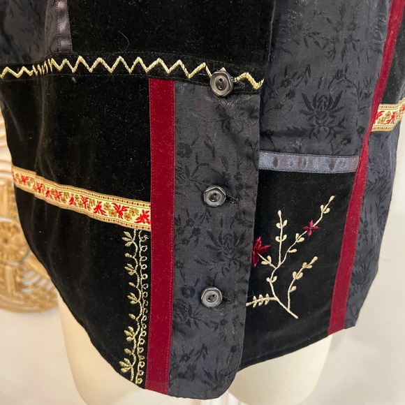 Vintage White Stag Velvet Tapestry Embroidered Vest Boho Western Cottagecore L - Picture 6 of 9